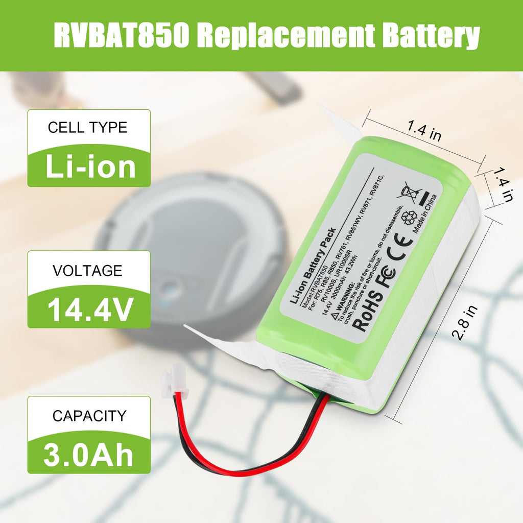 JYJZPB For Shark Vacuum Cleaner Battery 3.0Ah RVBAT850 Battery for Shark Ion Robot RV1001AE R75 R85 R761 RV850 RV1000S RV1000VL