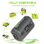 JYJZPB For Ryobi 6.0Ah 40V Li-ion Battery For OP40401 OP4050A OP4050 RY40502 RY40200 RY40400 Cordless Power Tools Rechargeable Battery