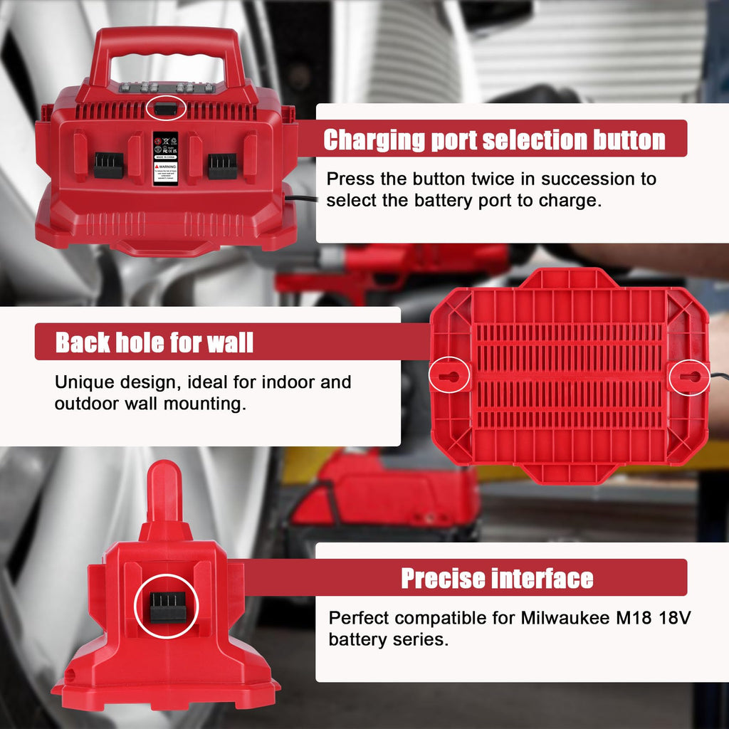 JYJZPB 6 Port Charger Replace for Milwaukee Charger Station, Compatible for Milwaukee 18V M18 Battery,Support Simultaneous Charging