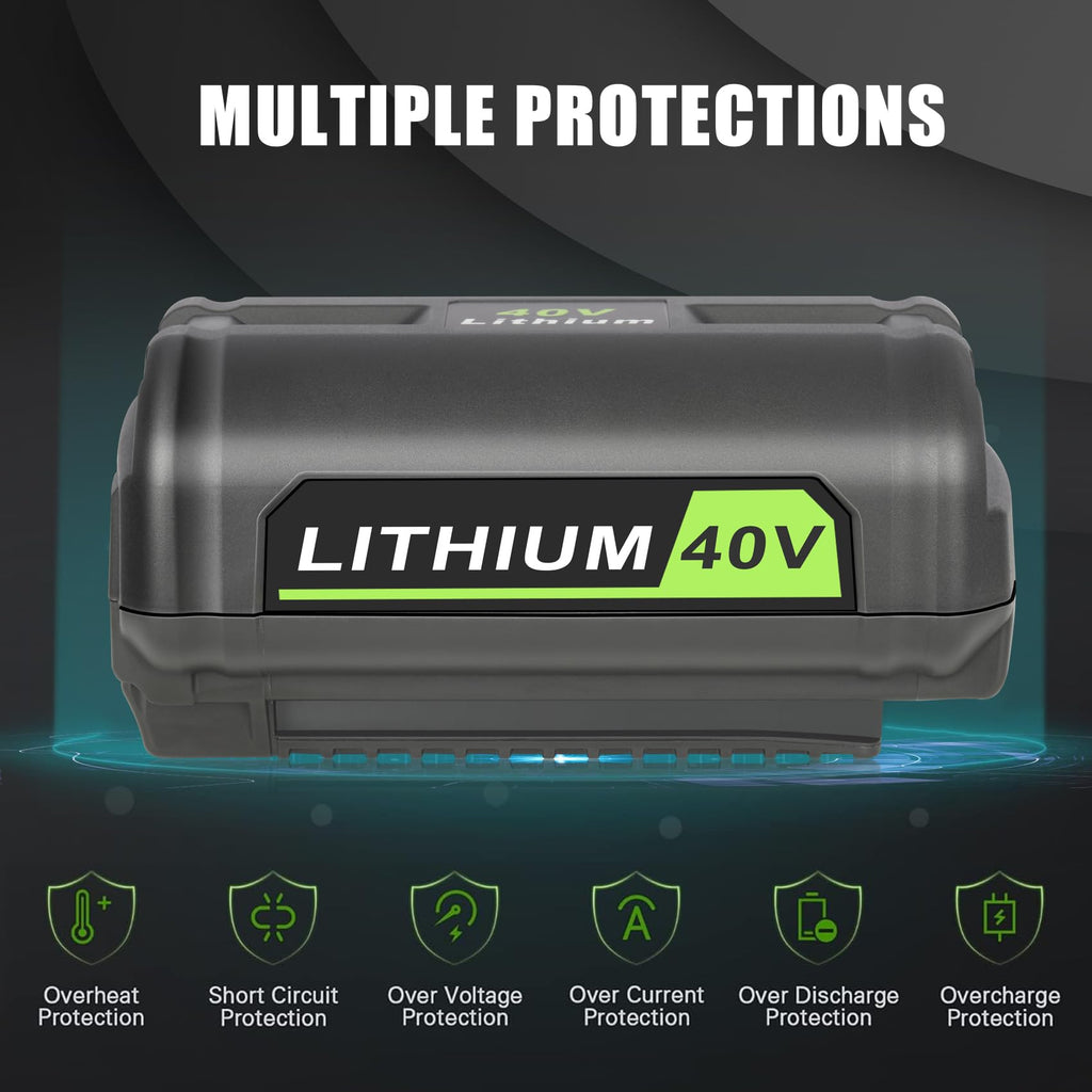 JYJZPB For Ryobi 6.0Ah 40V Li-ion Battery For OP40401 OP4050A OP4050 RY40502 RY40200 RY40400 Cordless Power Tools Rechargeable Battery