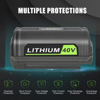 JYJZPB For Ryobi 6.0Ah 40V Li-ion Battery For OP40401 OP4050A OP4050 RY40502 RY40200 RY40400 Cordless Power Tools Rechargeable Battery