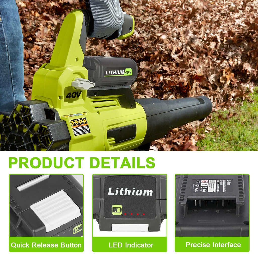 JYJZPB For Ryobi 6.0Ah 40V Li-ion Battery For OP40401 OP4050A OP4050 RY40502 RY40200 RY40400 Cordless Power Tools Rechargeable Battery