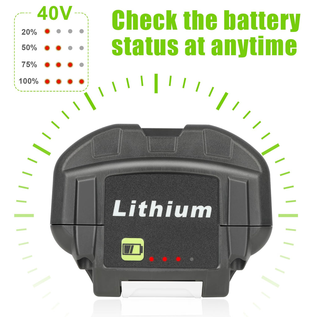 JYJZPB For Ryobi 6.0Ah 40V Li-ion Battery For OP40401 OP4050A OP4050 RY40502 RY40200 RY40400 Cordless Power Tools Rechargeable Battery