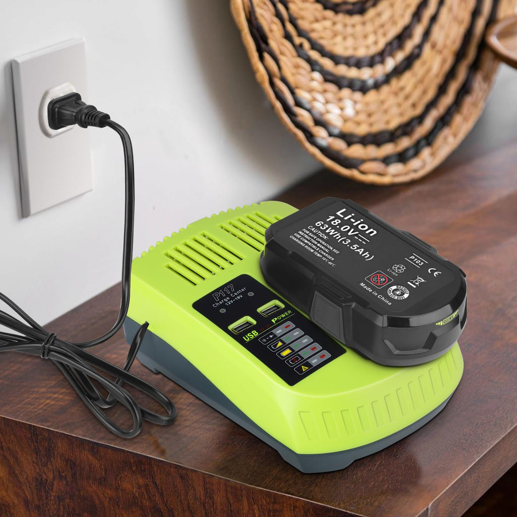 JYJZPB 2 Pack 3.5Ah For Ryobi 18V Battery and Charger Combo Compatible for Ryobi ONE+ Battery P102 P103 P104 P105 P107 P109 P117