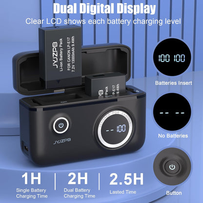 JYJZPB LP-E17 R50 Replacement Battery & Dual USB Rapid Charger for Canon EOS R50 R8 R100 R10 RP Rebel T8i T7i T6i T6s SL2 SL3 EOS M3 M5 M6,EOS 200D 77D 750D 760D 800D 8000D Digital SLR Camera 1300mAh