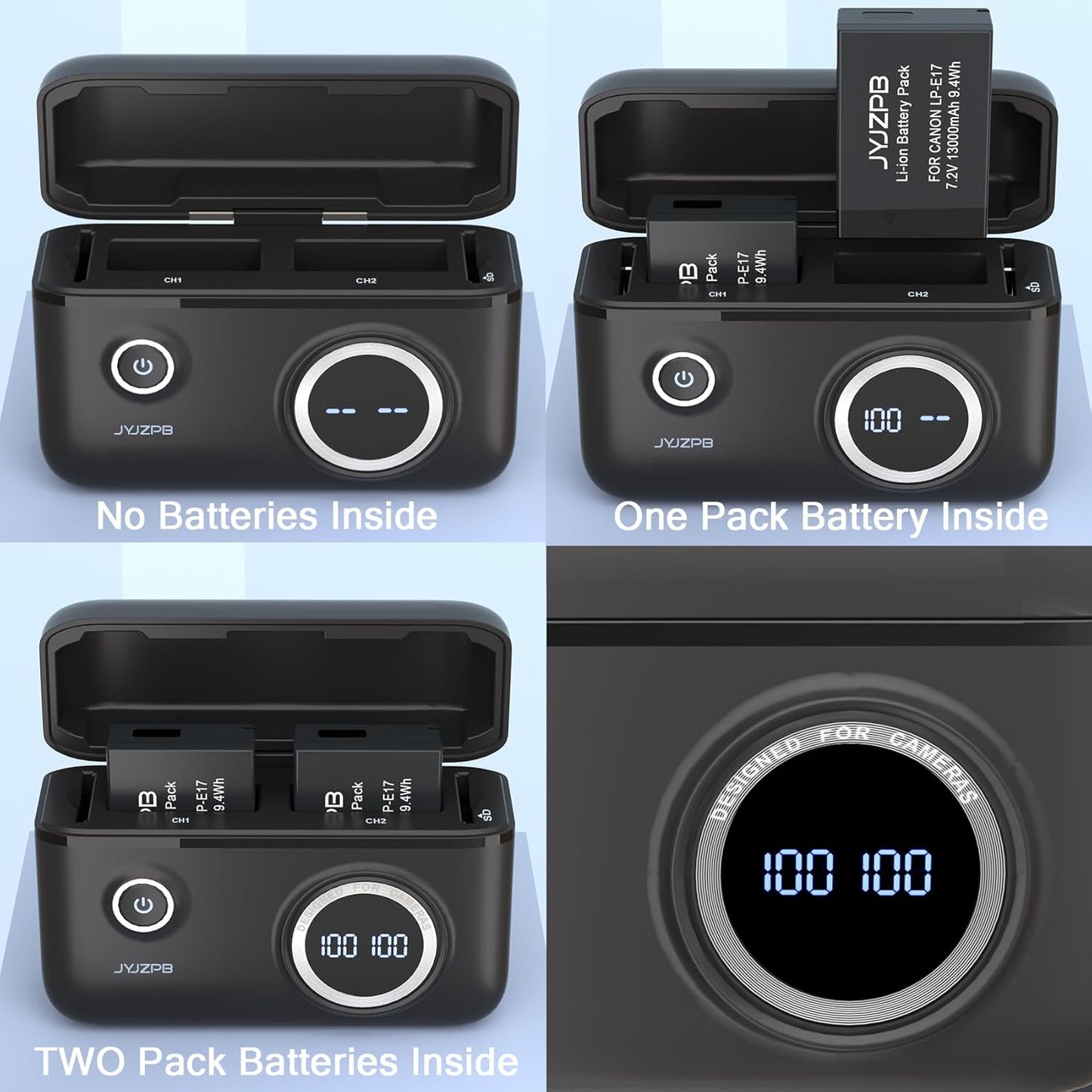 JYJZPB LP-E17 R50 Replacement Battery & Dual USB Rapid Charger for Canon EOS R50 R8 R100 R10 RP Rebel T8i T7i T6i T6s SL2 SL3 EOS M3 M5 M6,EOS 200D 77D 750D 760D 800D 8000D Digital SLR Camera 1300mAh