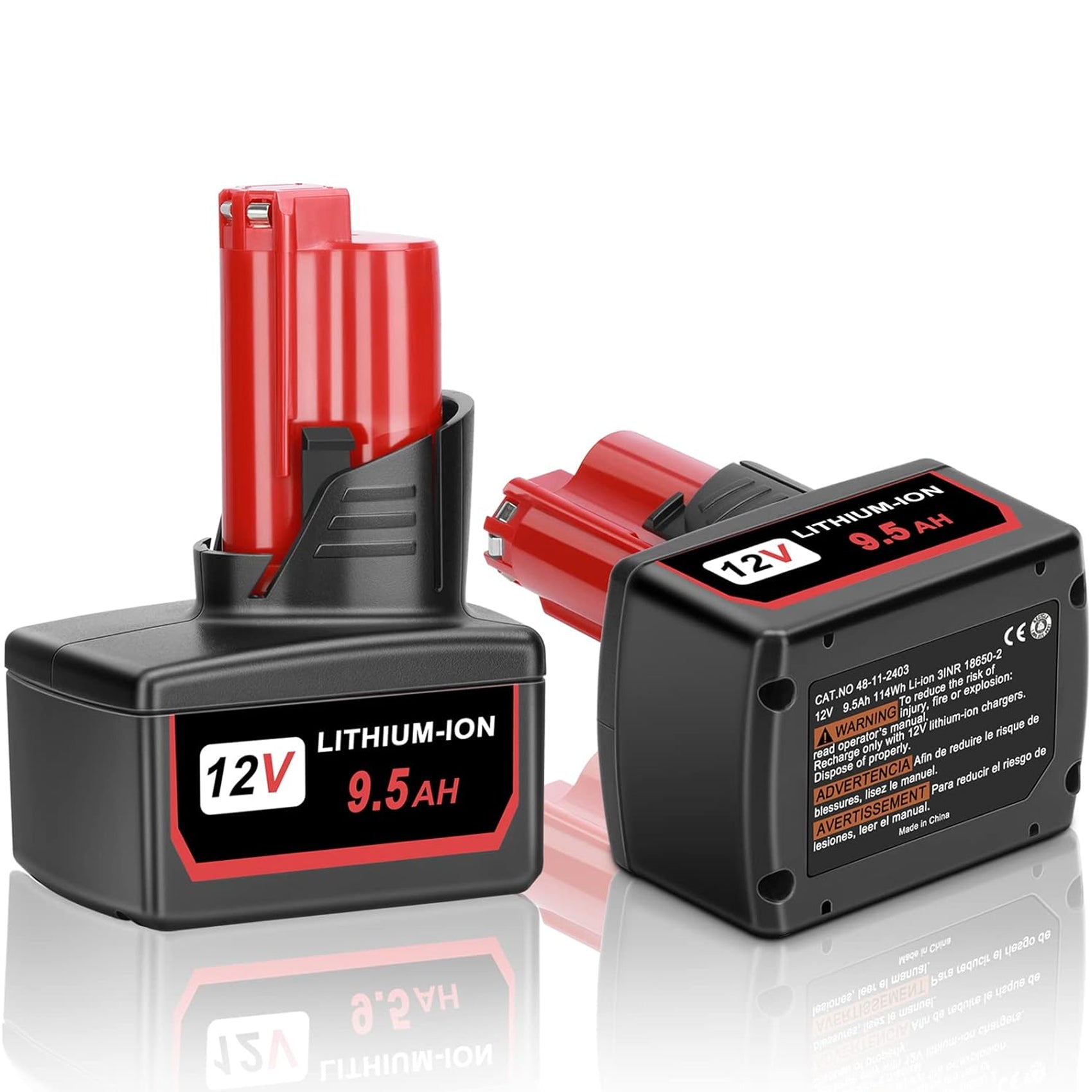 2 Packs JYJZPB 9.5Ah Replacement for Milwaukee M12 Battery Cordless Power Tools Compatible for Milwaukee 12V M12 Battery 48-11-2401 48-11-2411 48-11-2420 48-11-2412 48-11-2402